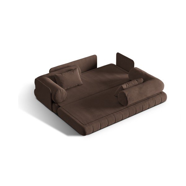 Rudos spalvos iš velveto sulankstoma sofa 206 cm Kemi – Cosmopolitan Design-image-1