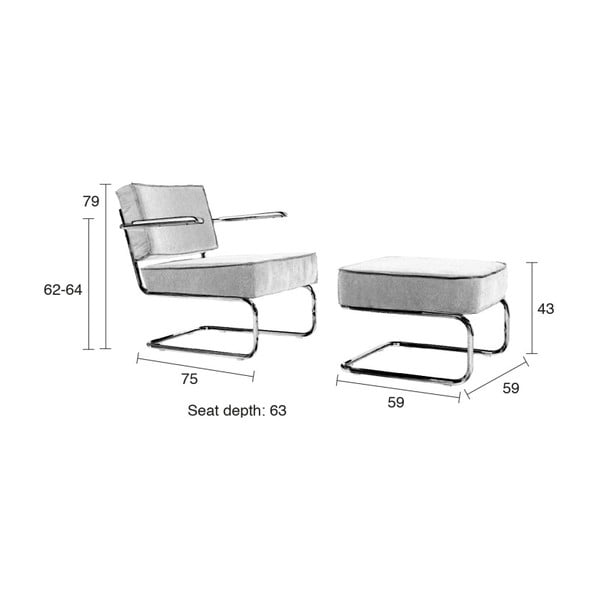 Šviesiai pilkas krėslas Zuiver Rib-image-3