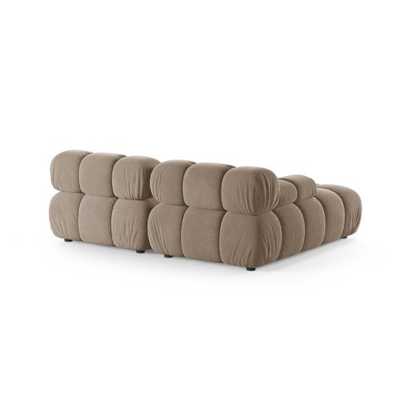 Smėlio spalvos modulinė kampinė sofa iš velveto (su kairiuoju kampu/su gultu) – Micadoni -image-2