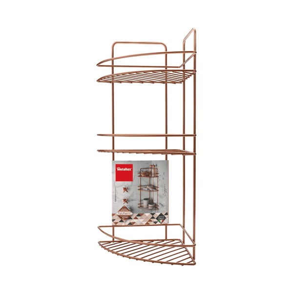 Kampinė vonios kambario lentyna su trimis aukštais Metaltex Copper-image-3