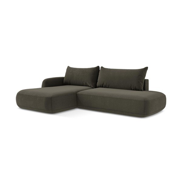 Rudos spalvos sulankstoma kampinė sofa (su kairiuoju kampu/su gultu) Hale – Makamii-image-3