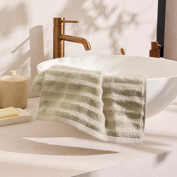 Smėlio spalvos iš frote audinio iš medvilnės rankšluostis 30x50 cm Maya – douceur d'intérieur-image-2