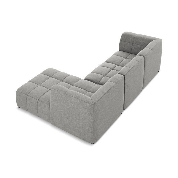 Pilkos spalvos kampinė sofa iš boucle (su dešiniuoju kampu/su gultu) Aloha – Makamii-image-4