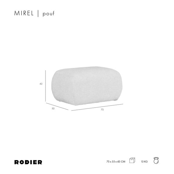 Šviesiai pilkos spalvos iš boucle taburetė Mirel – Rodier-image-4