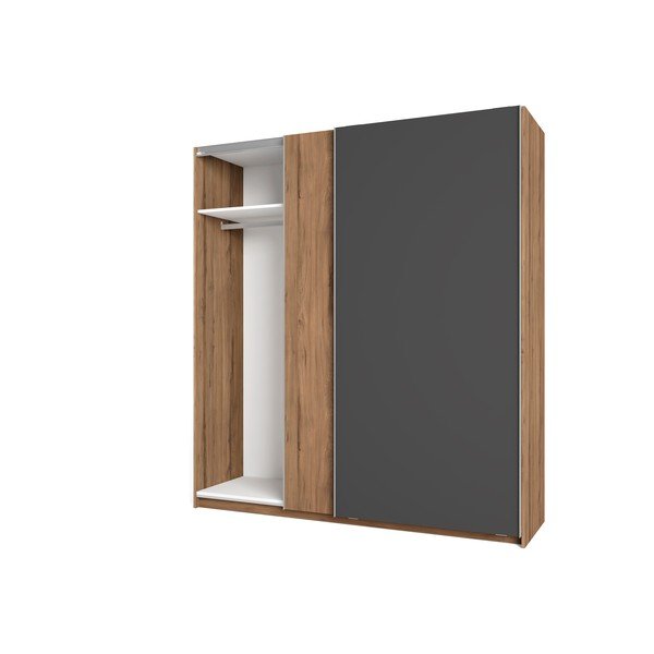 Pilka riešutmedžio spinta su stumdomomis durimis 182x200 cm Malta - Marckeric-image-2