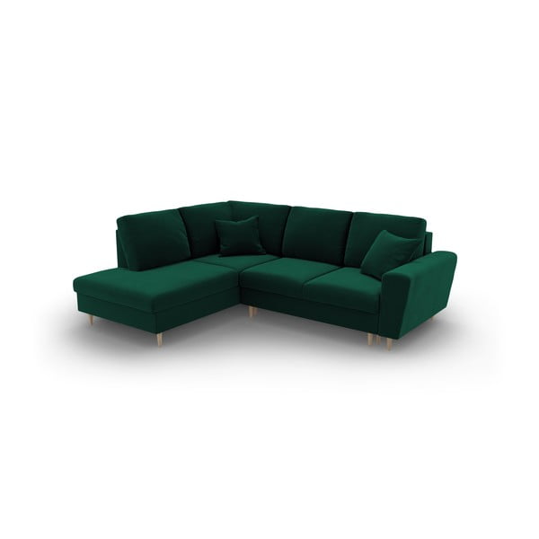 Žalios spalvos iš velveto sulankstoma/su sandėliavimo vieta kampinė sofa (su kairiuoju kampu/„L“ formos) Kyoto – Cosmopolitan Design-image-2