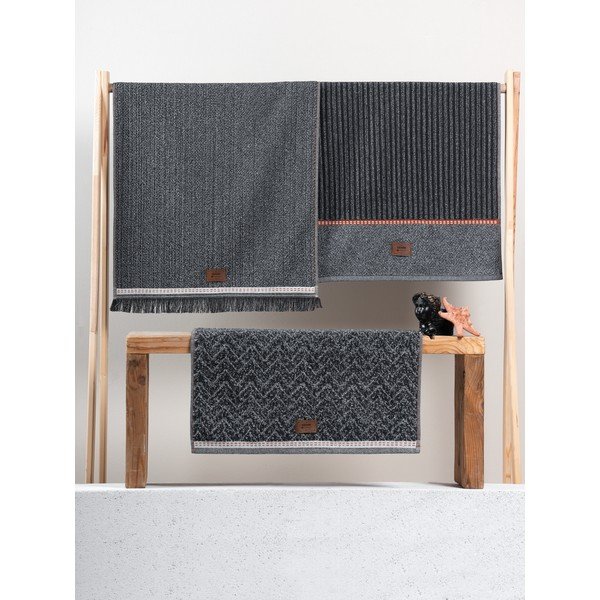 Antracito spalvos rankšluosčiai 3 vnt. 50x90 cm Denim – Foutastic-image-2