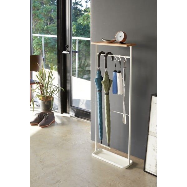 Baltas stovas skėčiui su medine lentyna Yamazaki Tower-image-4