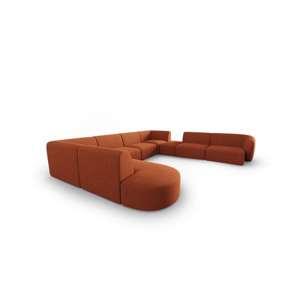 Terakotos spalvos iš šenilinio audinio kampinė sofa (su dešiniuoju kampu/„U“ formos) Paolo – Milo Casa-image-2
