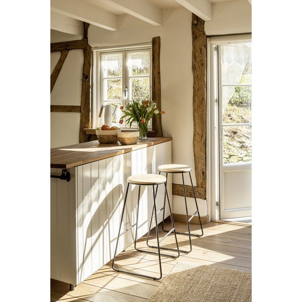 Baro taburėtės juodos spalvos/natūralios spalvos 2 vnt. (sėdynės aukštis 70 cm) Loft – Wenko-image-1