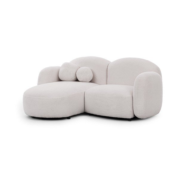 Kreminės spalvos kampinė sofa iš boucle (su kairiuoju kampu/su gultu) Orbit – Ropez