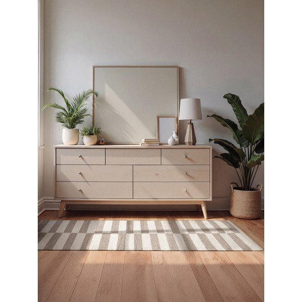 Apverčiamas/rankų darbo baltos spalvos/pilkos spalvos iš vilnos kilimas 80x150 cm Vika – Hanse Home-image-1