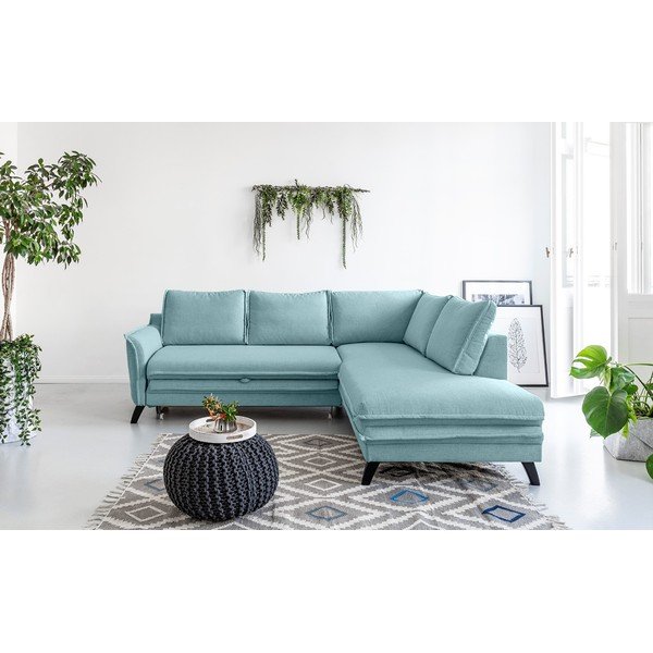 Šviesiai mėlyna sofa-lova Miuform Charming Charlie L, dešinysis kampas-image-1