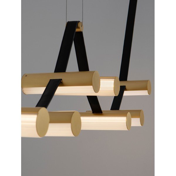 Žalvario spalvos iš aliuminio kabantis šviestuvas LED su pritemdymo funkcija su stiklo gaubtu Luma – Nova Luce-image-3