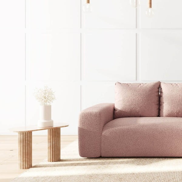 Rožinės spalvos iš boucle kampinė sofa (su dešiniuoju kampu/su gultu) Monce – Rodier-image-4