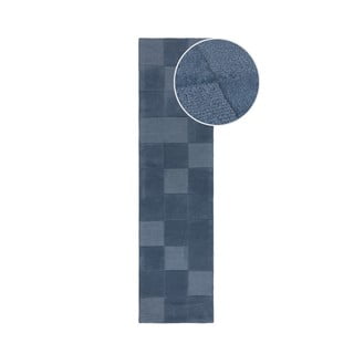 Rankų darbo iš vilnos kilimas tamsiai mėlynos spalvos 60x230 cm Checkerboard – Flair Rugs
