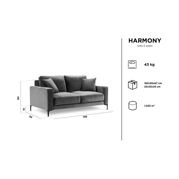 Rožinė aksominė sofa Kooko Home Harmony, 158 cm-image-4