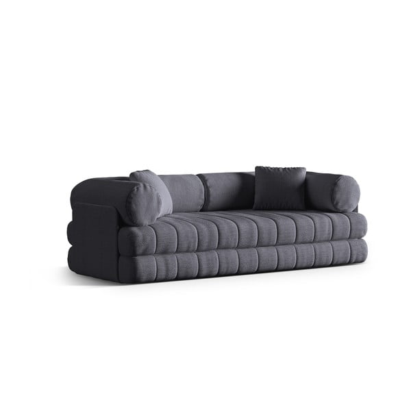 Tamsiai pilkos spalvos iš boucle sulankstoma sofa 206 cm Kemi – Cosmopolitan Design-image-2