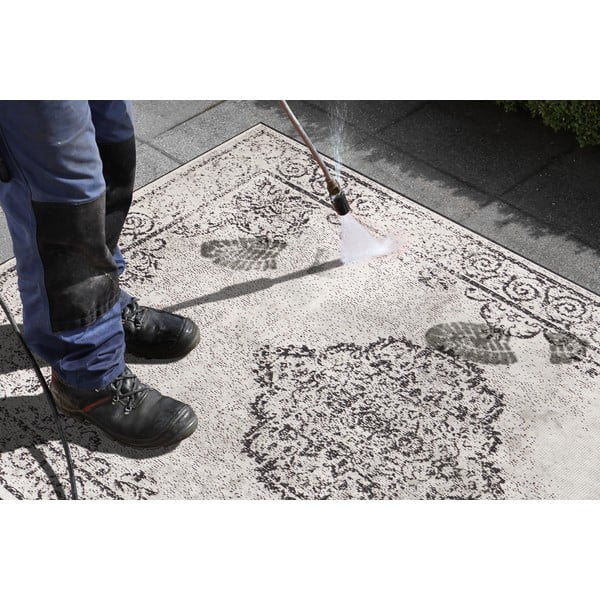 Juodos ir kreminės spalvos lauko kilimas NORTHRUGS Cebu, 200 x 290 cm-image-3