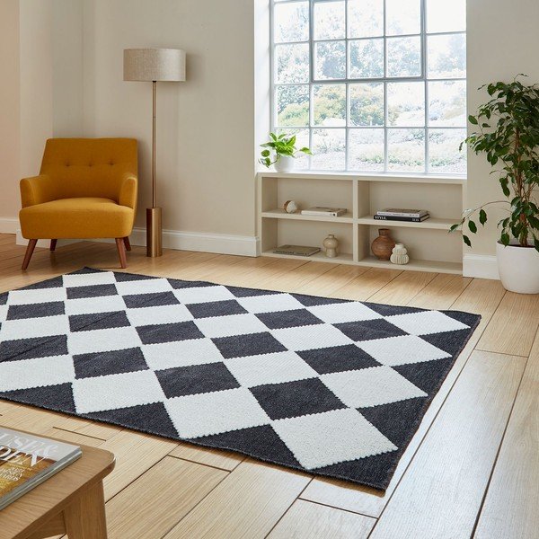 Skalbiamas juodos ir baltos spalvos kilimas 80x150 cm Lyna Charcoal&White – Think Rugs-image-2