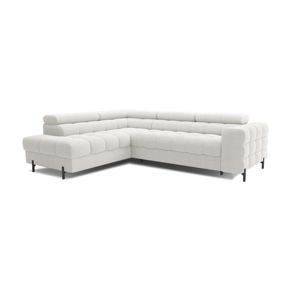 Kreminės spalvos iš boucle sulankstoma/su sandėliavimo vieta kampinė sofa (su kairiuoju kampu/„L“ formos) Ferucce – ELTAP-image-3