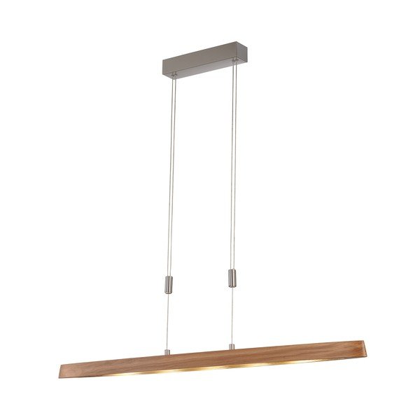 Kabantis šviestuvas sidabrinės spalvos/natūralios spalvos LED su pritemdymo funkcija su mediniu gaubtu Shine-wood – Fischer & Honsel