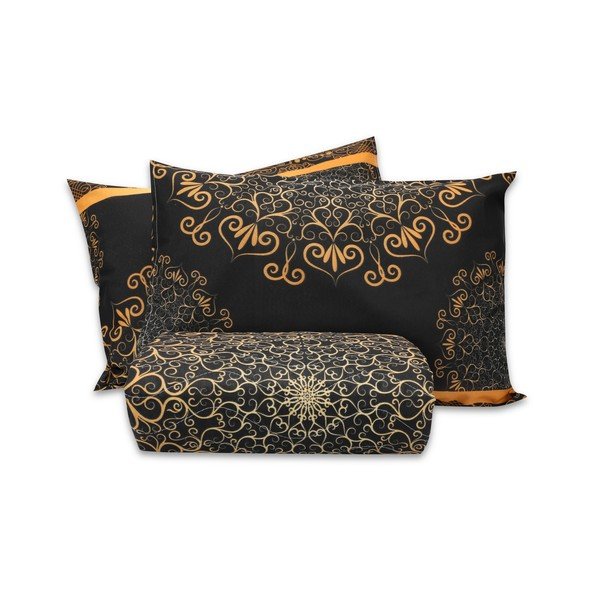 Dygsniuota lovatiesė su 2 pagalvių užvalkalais Eponj Home Şehri-Ala Gold, 200 x 220 cm-image-2