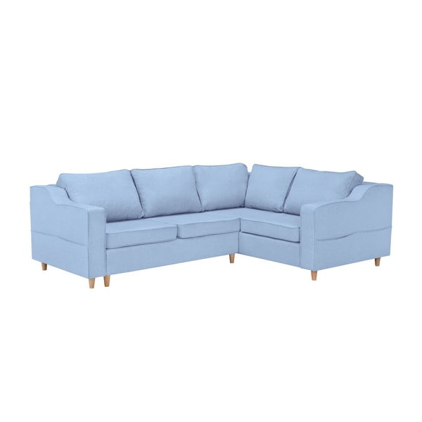 "Mazzini Sofas Jonquille" keturių vietų sofa-lova, šviesiai mėlyna, dešinysis kampas