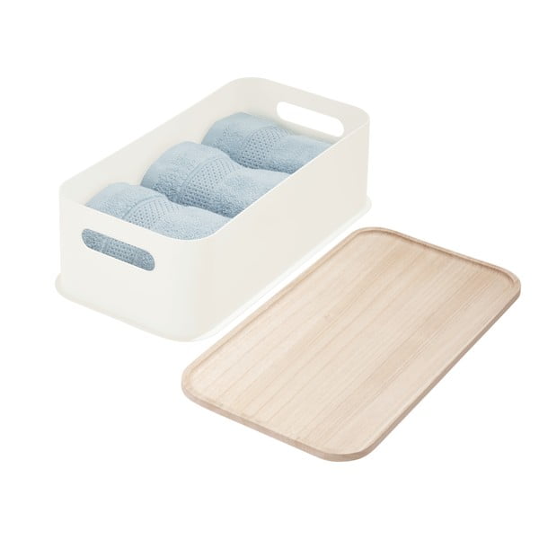 Balta dėžutė su dangteliu pagaminta iš paulovnijos medienos iDesign Eco Handled, 21,3 x 43 cm-image-4