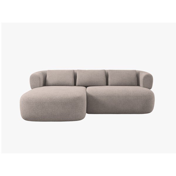 Šviesiai rudos spalvos kampinė sofa iš boucle (su kairiuoju kampu/su gultu) Jenny – Micadoni -image-1