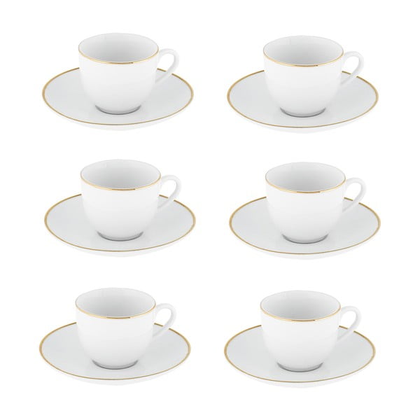 Iš porceliano  puodeliai baltos spalvos 6 vnt. 100 ml Gold Chic – Villa Altachiara