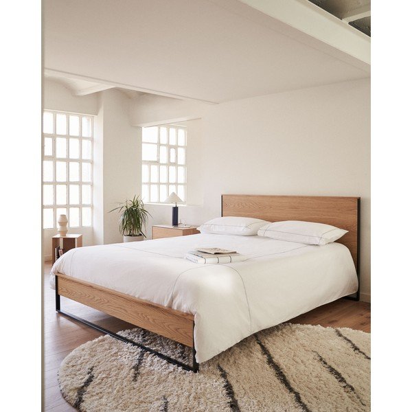 Dvigulė lova natūralios spalvos su lovos grotelėmis 160x200 cm Taiana – Kave Home-image-1