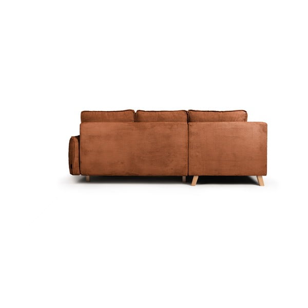 Iš kordinio velveto sulankstoma kampinė sofa oranžinės spalvos (su kairiuoju kampu) Tori – Bonami Selection-image-4