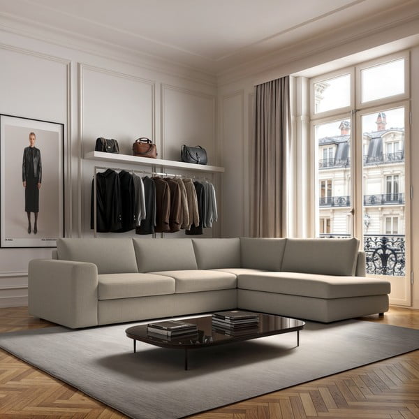 Smėlio spalvos kampinė sofa (su dešiniuoju kampu/„L“ formos) Baga – Rodier-image-1