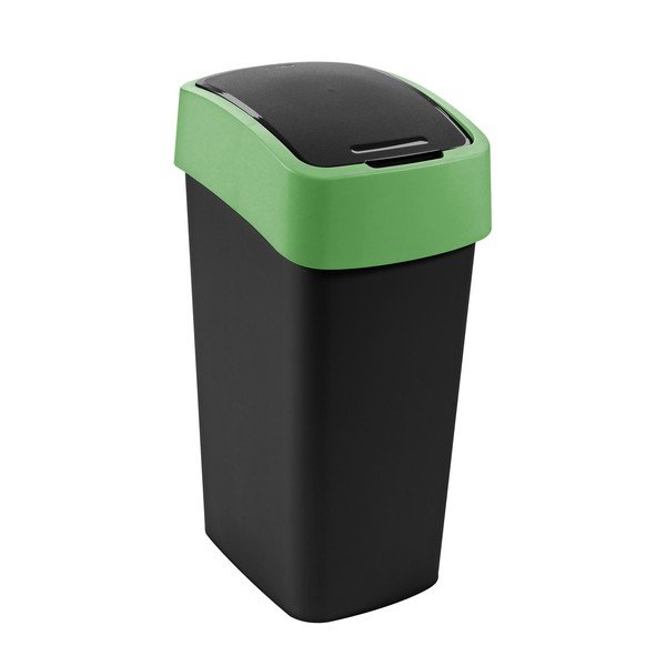 Žalios spalvos/juodos spalvos iš plastiko šiukšliadėžė rūšiavimui 45 l Flip Bin – Curver