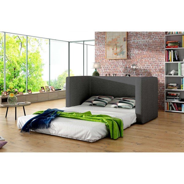 Mėlynos spalvos/pilkos spalvos iš šenilinio audinio sulankstoma sofa 132 cm Neva – ELTAP-image-2