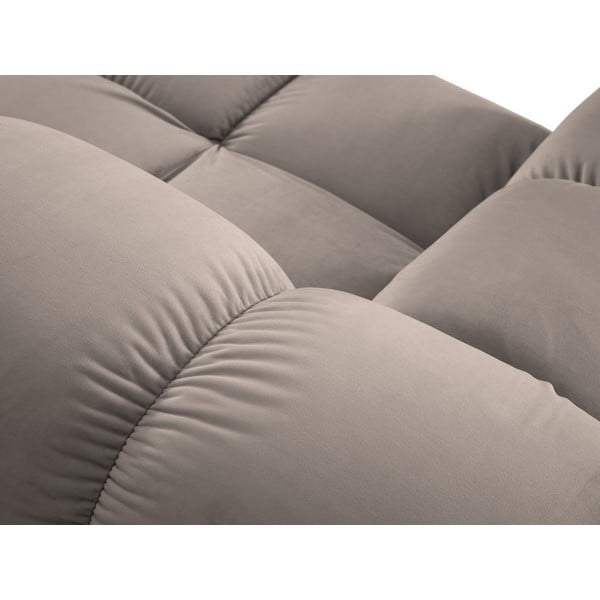 Iš velveto modulinė kampinė sofa šviesiai rudos spalvos (su dešiniuoju kampu/„U“ formos) Bellis – Micadoni -image-1