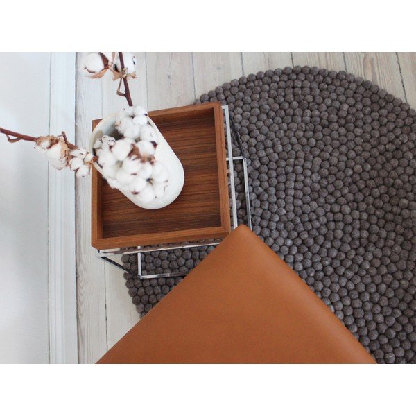 Riešutmedžio rudos spalvos vilnos kilimas Wooldot Ball Rugs, ⌀ 120 cm-image-2