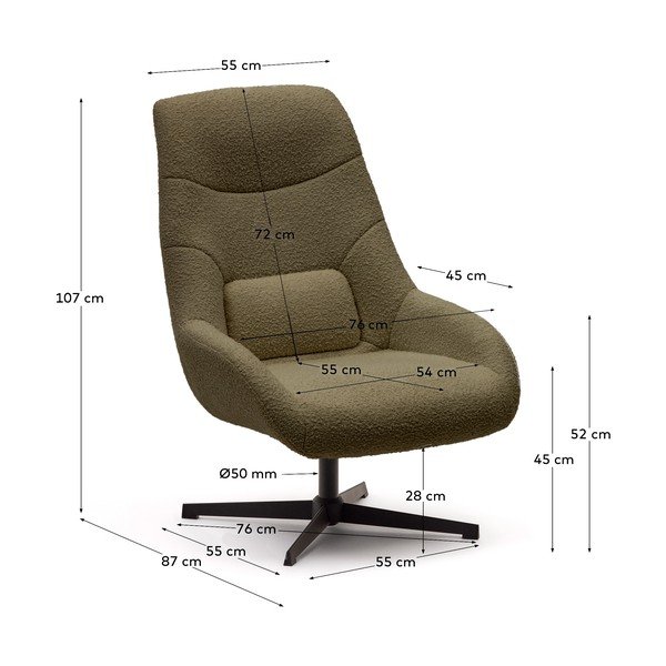 Krėslas tamsiai žalios spalvos iš boucle Celida – Kave Home-image-4
