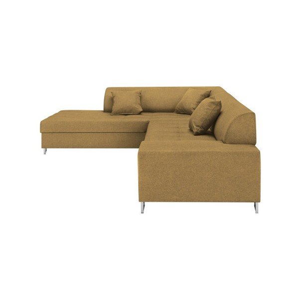Medaus geltonumo kampinė sofa-lova su sidabrinėmis kojelėmis "Cosmopolitan Design Orlando", kairysis kampas-image-2