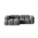 Pilkos spalvos iš velveto kampinė sofa (su kairiuoju kampu/su gultu) Loretto – Cosmopolitan Design