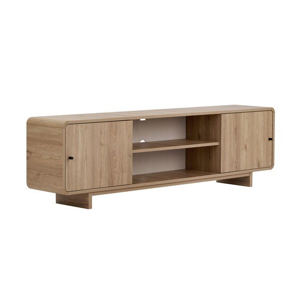 Šviesios natūralios spalvos TV spintelė iš ąžuolo 180x52x34 cm Mirel – Nordure