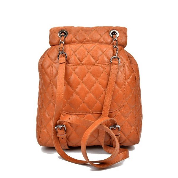 Konjako rudos spalvos odinė kuprinė Anna Luchini Lucy-image-4