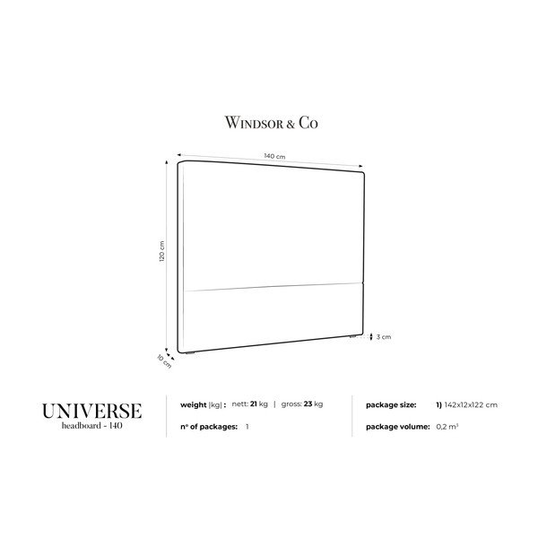 Kreminės baltos spalvos galvūgalio galvūgalis "Windsor & Co Sofos UNIVERSE", 140 x 120 cm-image-3