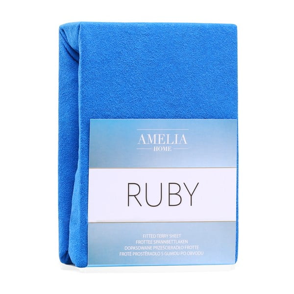 AmeliaHome Rubino mėlynumo elastinga paklodė su dideliu medvilnės kiekiu, 100/120 x 200 cm-image-1
