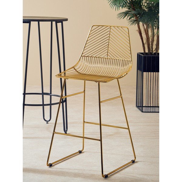Auksinės spalvos iš metalo baro taburetė District – Premier Housewares-image-1