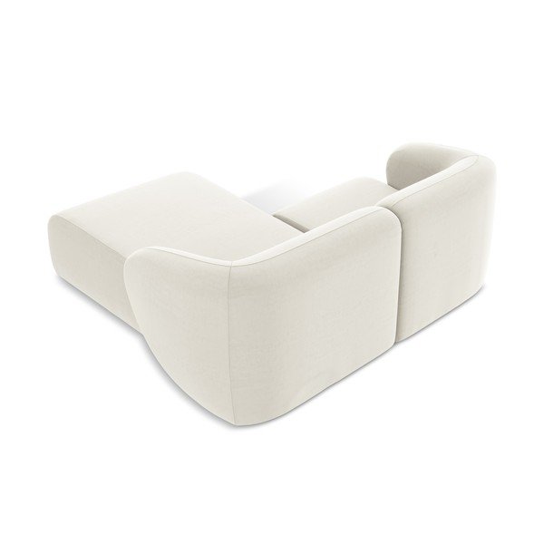 Smėlio spalvos kampinė sofa iš velveto (su dešiniuoju kampu/su gultu) Lani – Makamii-image-3