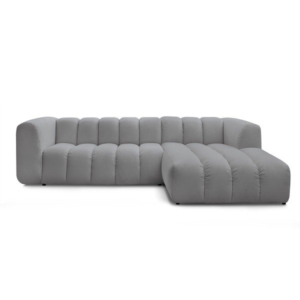Šviesiai pilkos spalvos kampinė sofa (su dešiniuoju kampu/su gultu) Talia – Bobochic Paris
