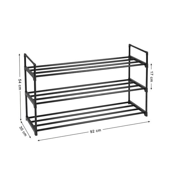 Juodos spalvos metalinė lentyna 12 porų batų Songmics, plotis 92 cm-image-2
