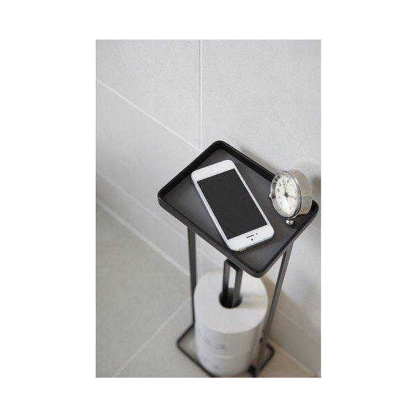 Juodas tualetinio popieriaus dozatorius su lentyna YAMAZAKI Tower-image-2